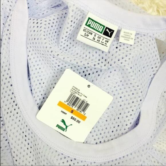 PUMA Lilac Xtreme Mesh Frill Dress SMALL Mesh Tunic Oversize Streetwear Sheer - Picture 6 of 6